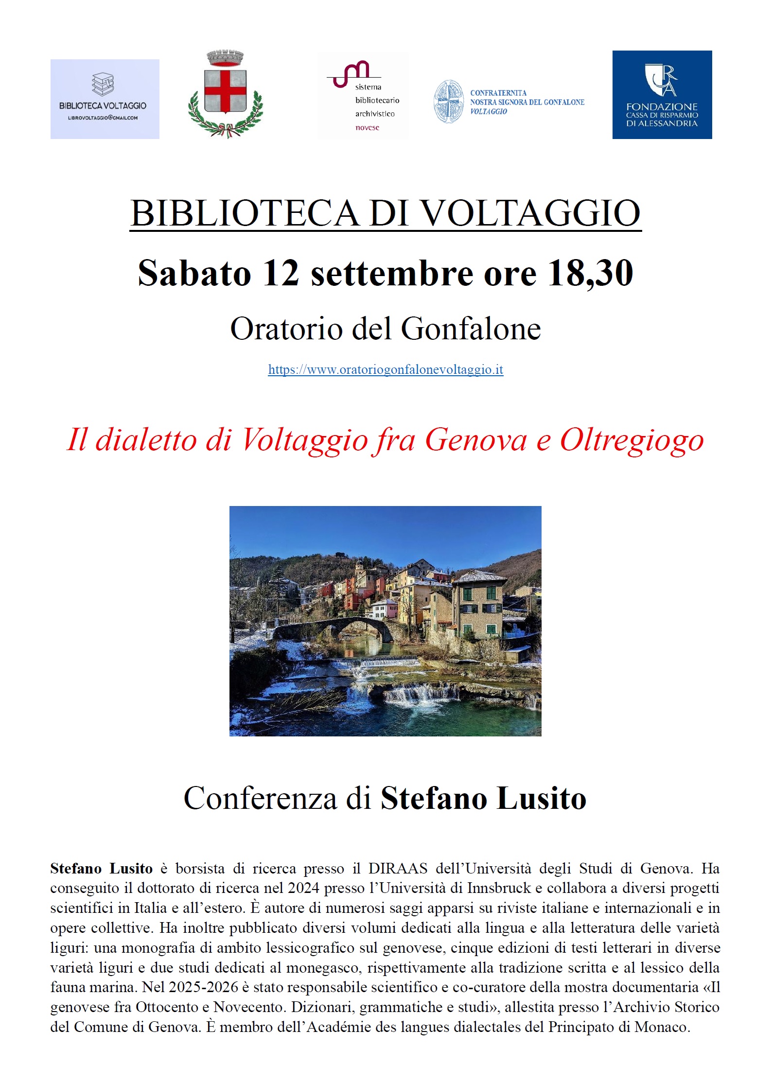 Locandina Il dialetto di Voltaggio fra Genova e Oltregiogo
